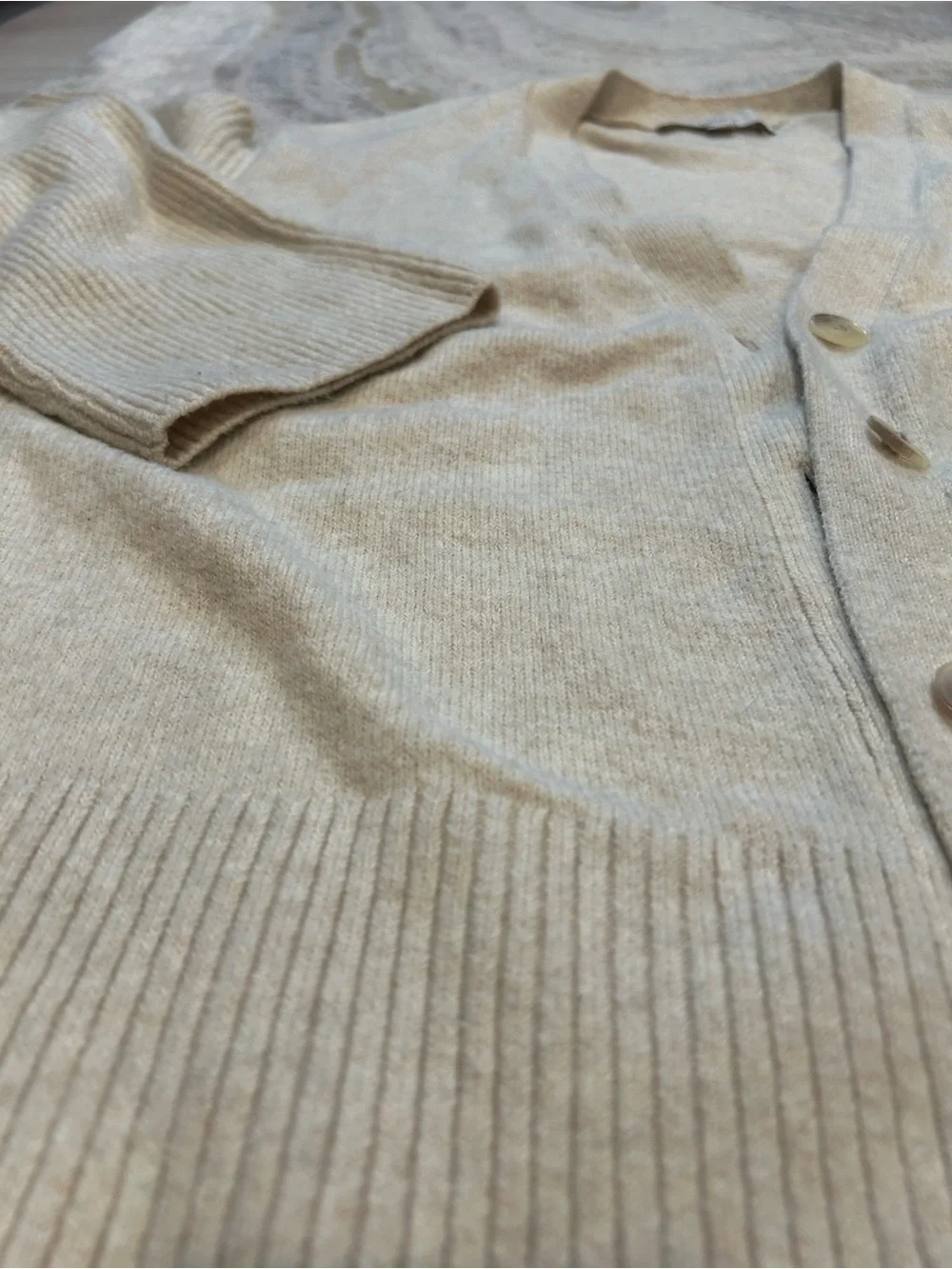 LOFT Women’s Cream V-Neck Button Cardigan - Picture 9 of 11